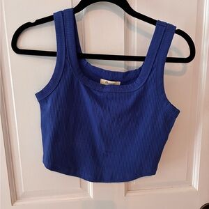 Madewell ribbed blue cropped tank. Size S. NWT